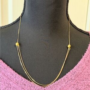 Gold Double-Strand Women's Necklace with Bead Accents